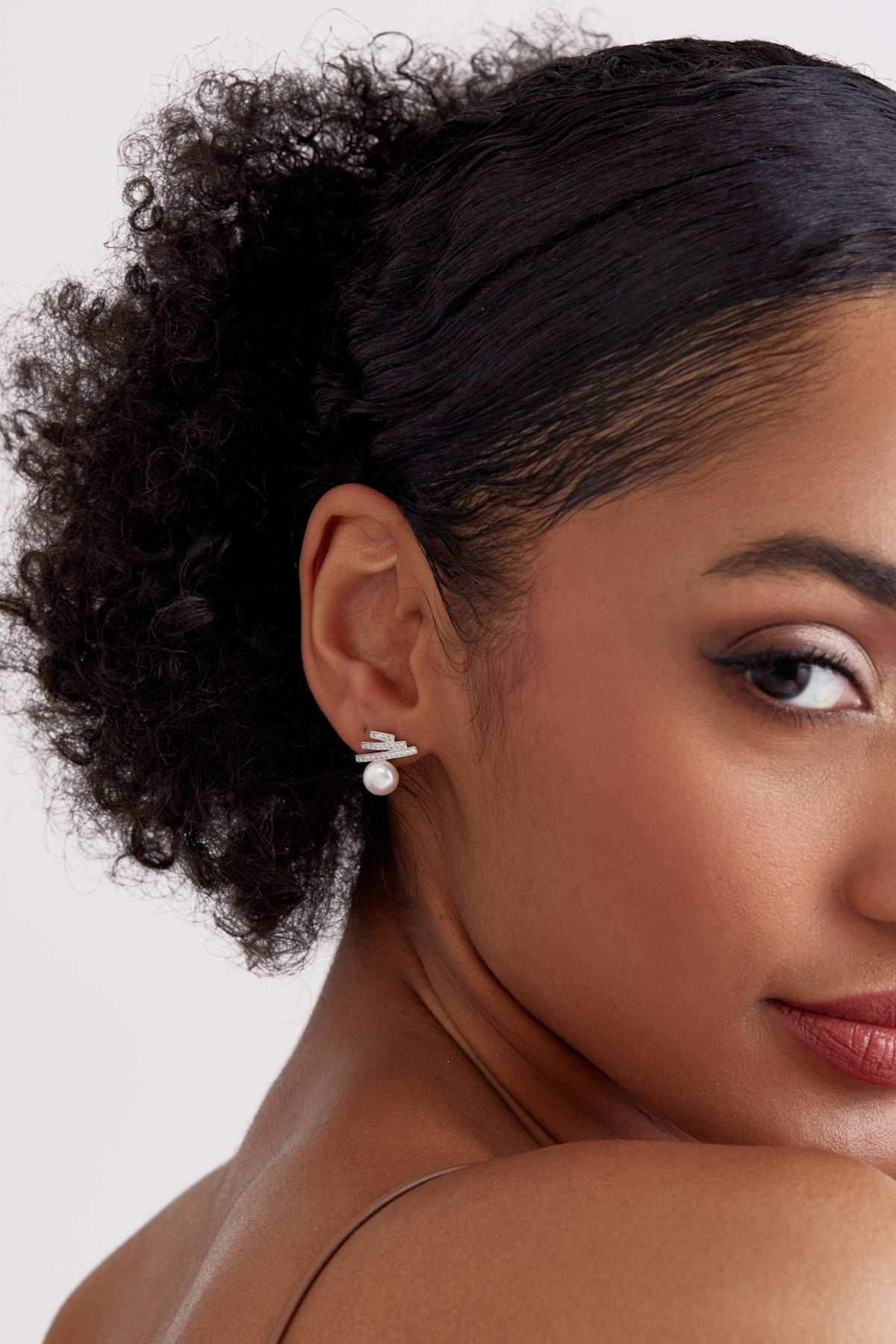 Glamourous Rhodium Pearl Drop Earrings