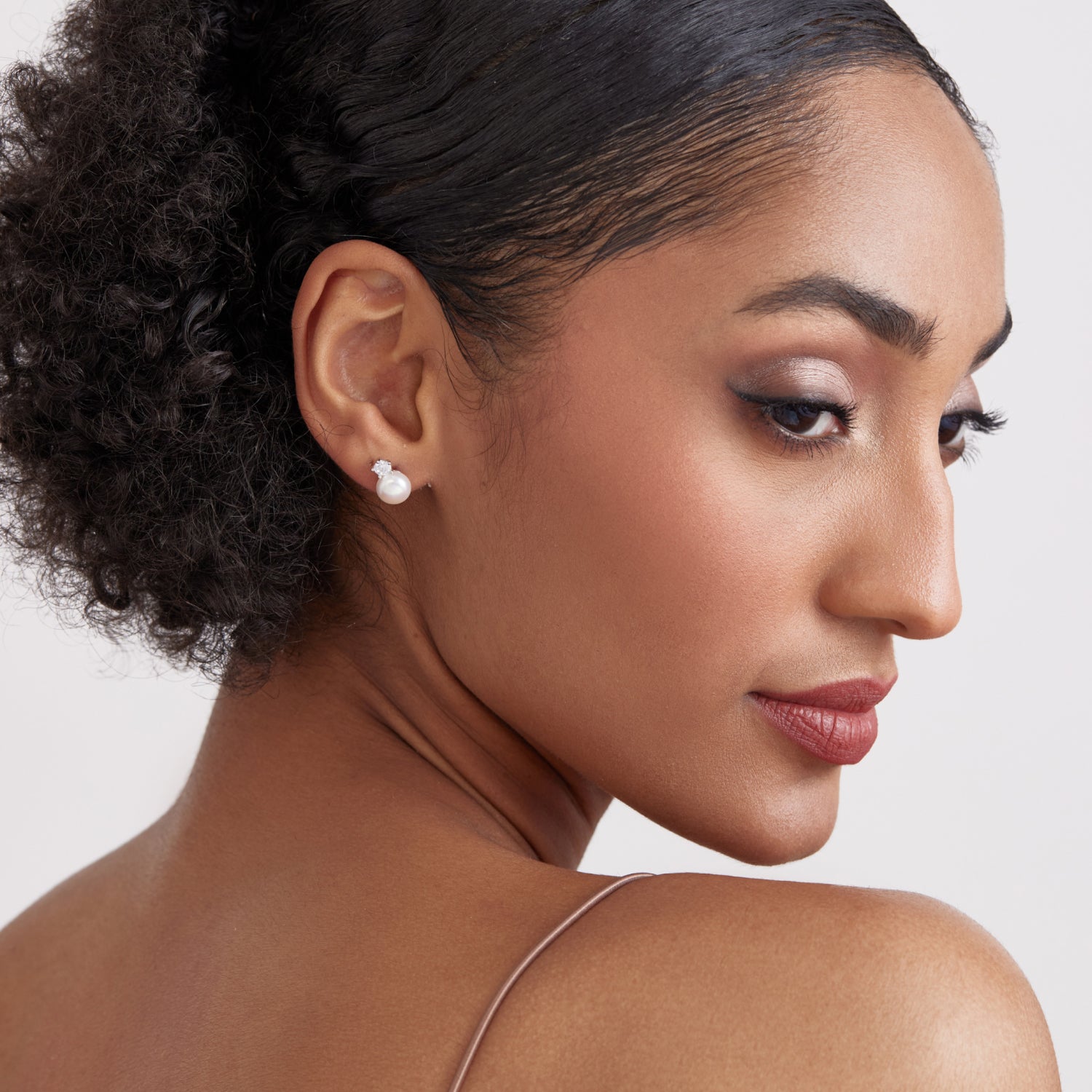 Radiant Solitaire & Pearl Stud Earrings