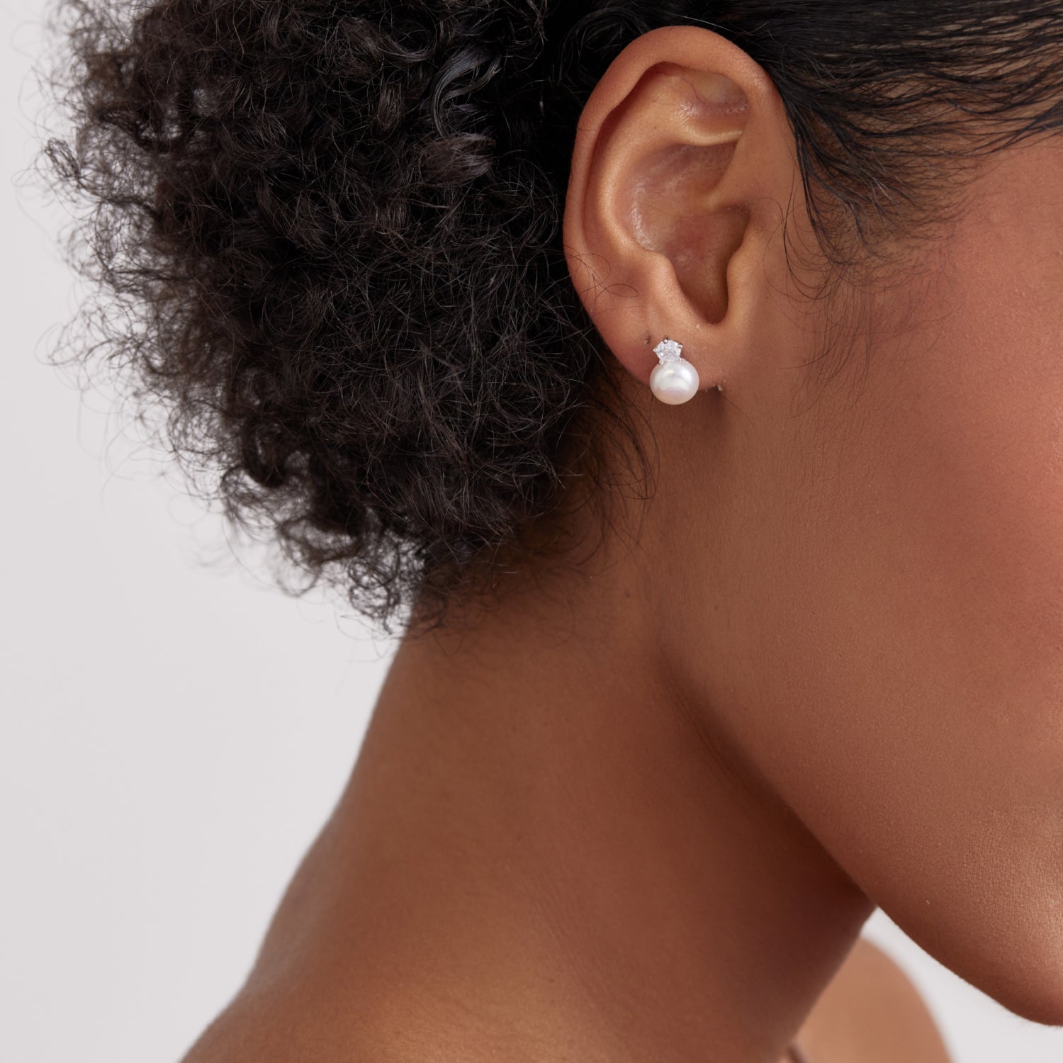 Radiant Solitaire & Pearl Stud Earrings