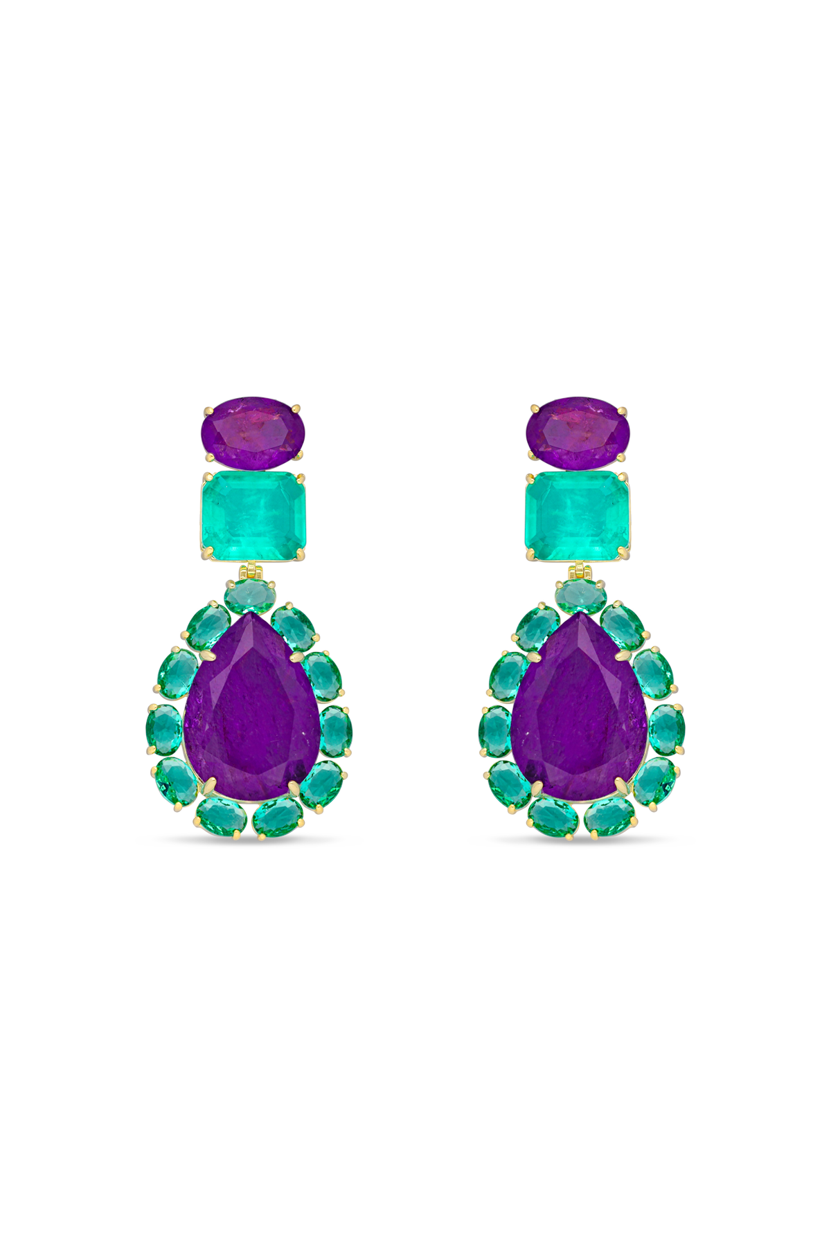 Peacock Paradise Chandelier Dangler Earrings