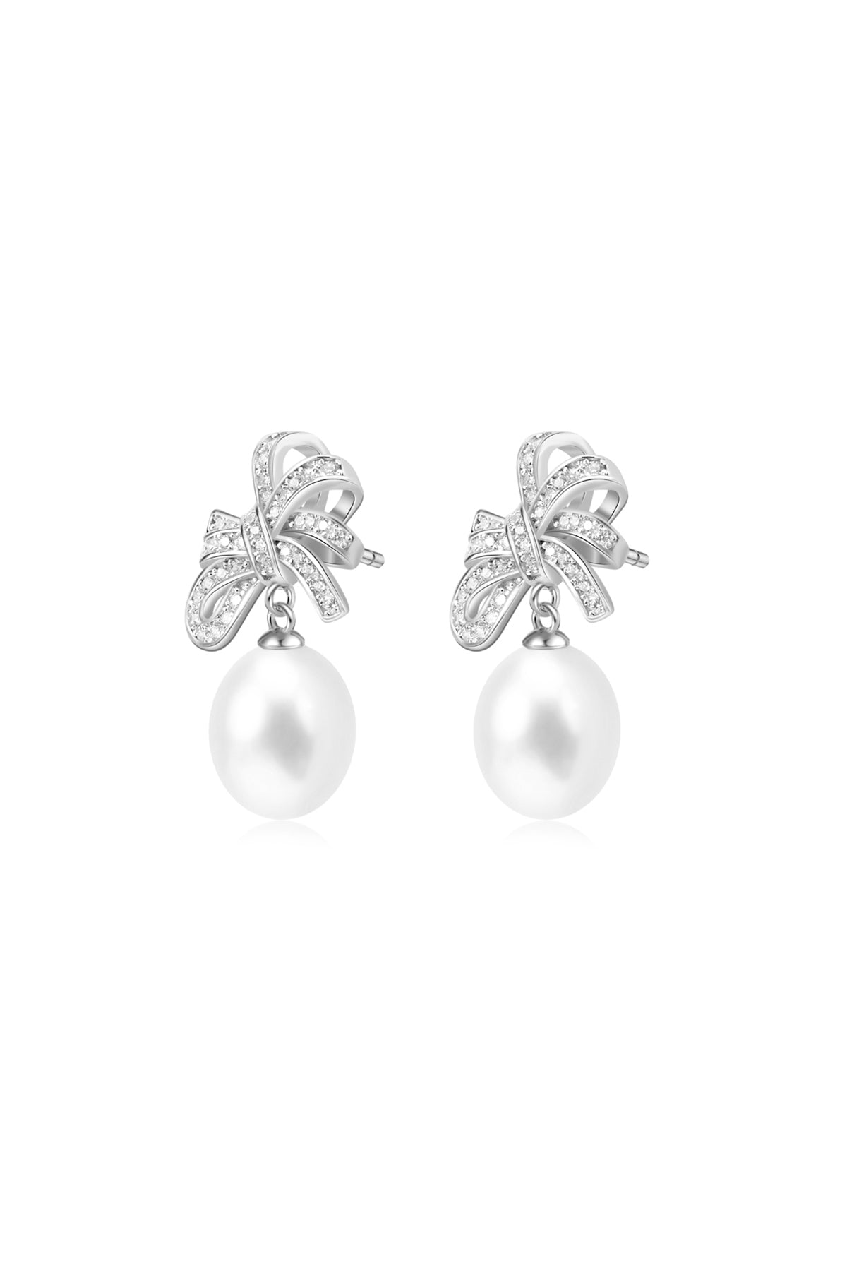 Vintage Teardrop Crystal Bow Pearl Earrings
